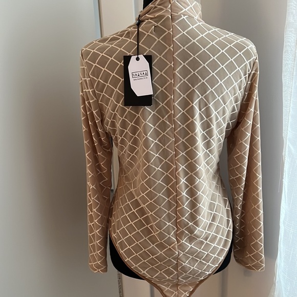 Mock turtleneck bodysuit sheer beige - Picture 3 of 3